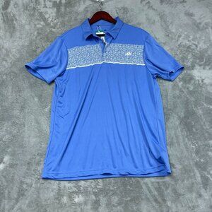 Adidas Mens Golf Polo Shirt Blue Floral Block XL Lightweight a1458